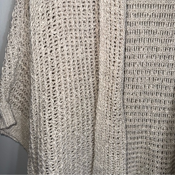 Eileen Fisher Loose Knit Open Front Cardigan Sweater-Tan-Cotton Linen-XL - Picture 3 of 8